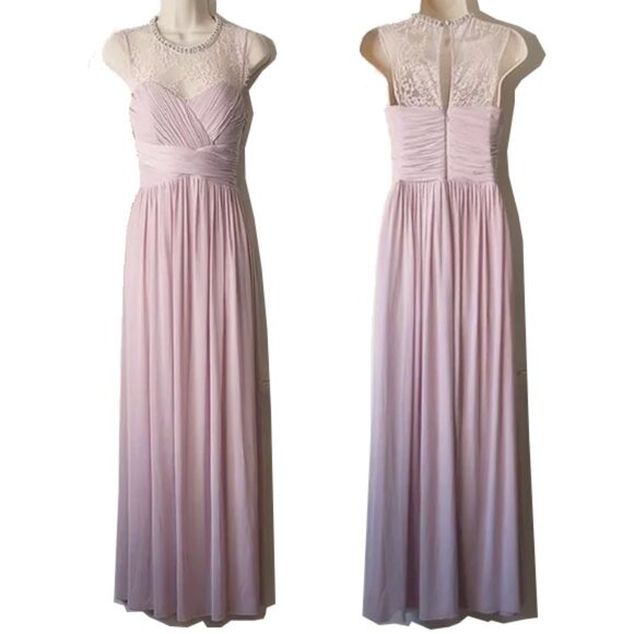 NWT ASOS Lipsy London Formal Ruched Tulle Gown 4 Mauve 57" - Picture 1 of 12